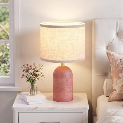 GyroVu Table Lamps Set of 2, Resin Bedside Lamps for Living Room Bedroom - color: Pink