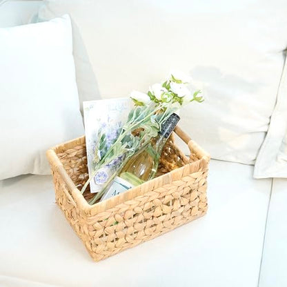 NAYA Set of 3 (13.8",11.6"&9.5") Water Hyacinth Shelf Wicker Baskets - size: Set 3 Small - Medium - Large