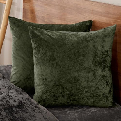PHF Truly Velvet Euro Shams 26" x 26", Smokey Olive, No Insert, 2 Pack - color: Smokey Olive, size: 26" x 26" (Pack of 2)