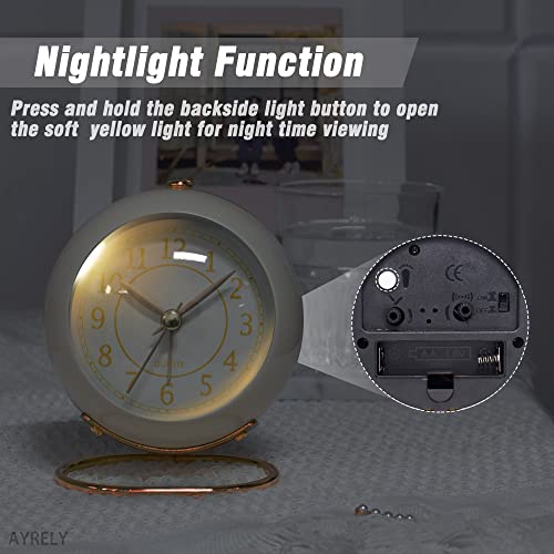 AYRELY® Battery Operated Analog Desk Alarm Clock with Light, Table Clock - color: Cream