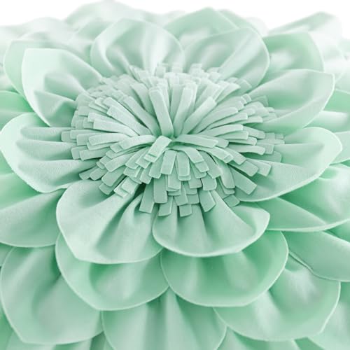 OiseauVoler Decorative 3D Flower Throw Pillow Covers 18x18 Inch - color: Mint