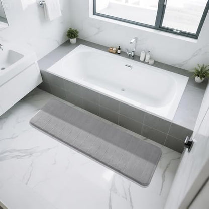 Yimobra 60"x24" Extra Long Memory Foam Bath Mat, Super Soft Bath Rug - color: Grey, size: 60" X 24"