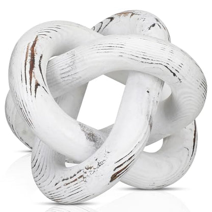 Yalikop 3 Link Wood Knot Decor Rustic Table Shelf Accents, Retro White - color: Retro White