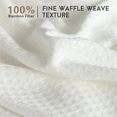 AmyHomie Cooling Waffle Blanket King Size, 100% Rayon Derived from Bamboo - color: White, size: King (108"x90")