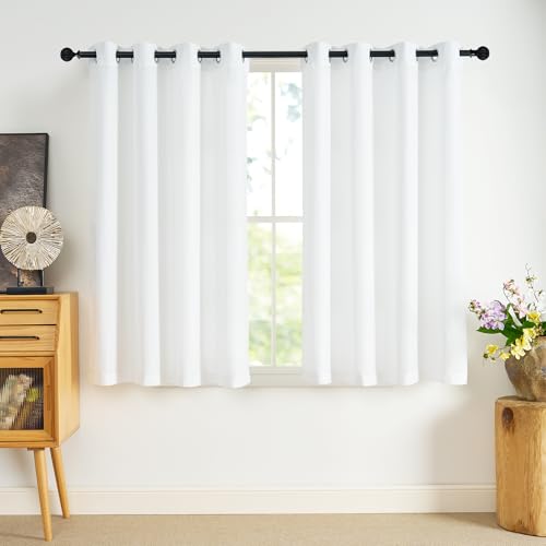 NICETOWN White Sheer Curtains 45 inches Long Privacy Short Window Cover - color: White, size: 52"W x 45"L (Pack of 2)