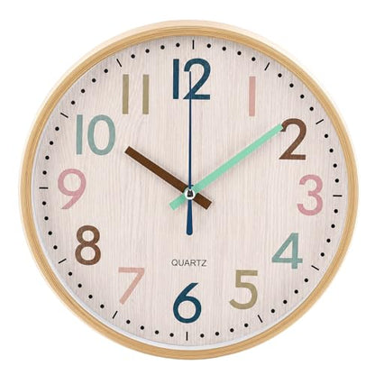 Qunclay Boho Classroom Wall Clock Colorful Fun 8 Inch Silent Non-Ticking