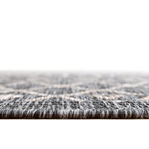 Unique Loom Outdoor Trellis Collection Area Rug - Tribal Trellis (3' 3" Round, Charcoal Gray/ Natural) - color: Charcoal Gray/Natural, size: 3'3" (Round)