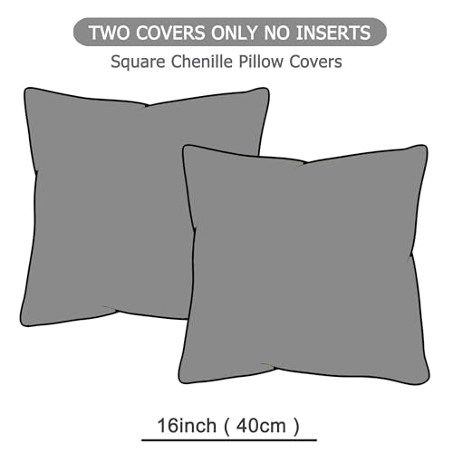 GAWAMAY Decorative Corduroy Throw Pillow Covers 16x16 Dark Gray 2 Pack - color: Grey, size: 16" x 16" (Pack of 2)