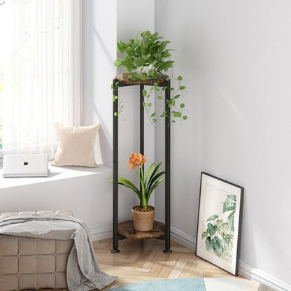 2 Tier Plant Stand Indoor Corner Tall Round Shape Plant Shelf