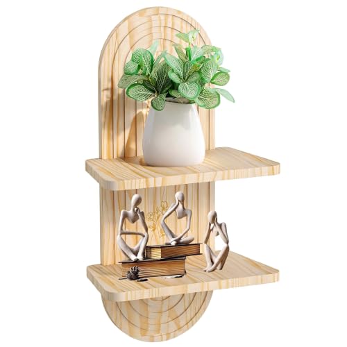 22x11.8 Inch Boho Wall Decor, Mid Century Modern Wood Wall Shelf, Natural - color: Natural