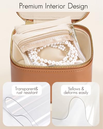 VLANDO Travel Jewelry Case with Clear 6 Velvet Bags,Brown - color: 6PCS-Brown