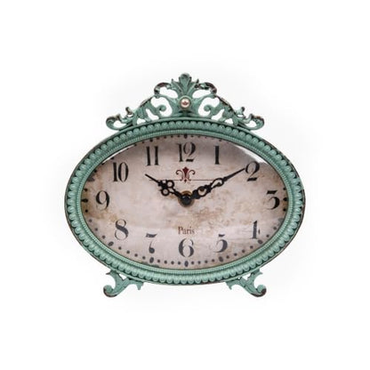 Creative Co-Op Decorative Antiqued Pewter Mantel Clock, Aqua Blue Finish - color: Aqua Blue