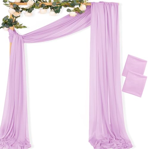 Sheer Gauze Wedding Arch Draping Fabric 29" x 20 FT 2 Panels Lilac - color: Lilac, size: 29"w x 240"l (Pack of 2)