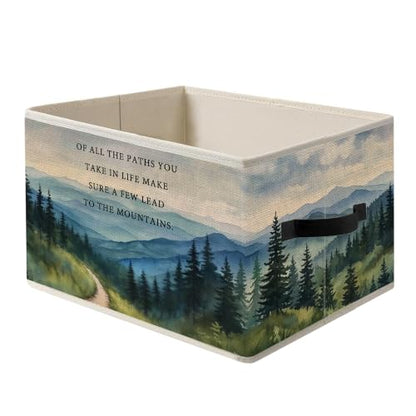 Mountain Nature Forest Inspirational Storage Basket Organizer - color: Mountain