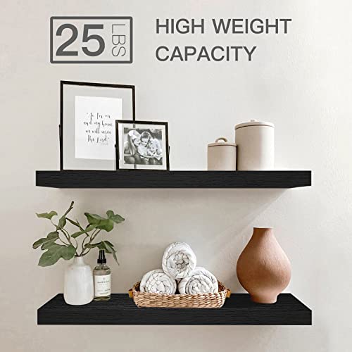 QEEIG Bathroom Long Floating Shelves for Wall (Black, Set of 2, 23.6") - color: B. Black, size: 23.6"