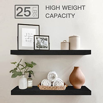 QEEIG Bathroom Long Floating Shelves for Wall (Black, Set of 2, 23.6") - color: B. Black, size: 23.6"