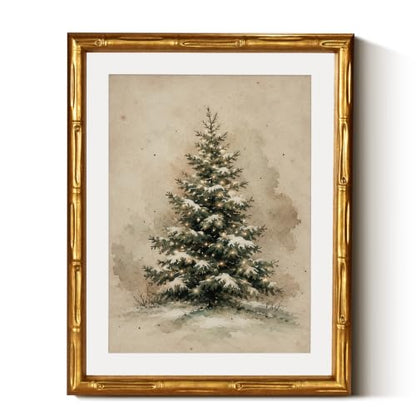 InSimSea Gold Bamboo Framed Wall Art, Retro Christmas Tree Prints, 11x14In - color: Christmas Tree