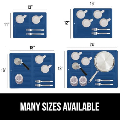 GORILLA GRIP Patented BPA-Free Silicone Dish Drying Mat, 18x16, Blue - color: Blue, size: 18" x 16", style: Silicone