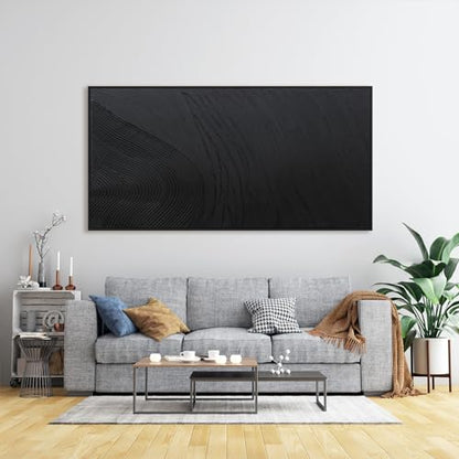 Large Framed Black Texture Abstract Canvas Wall Art for Living Room 29"x58" - color: Black, size: 58"L x 29"W