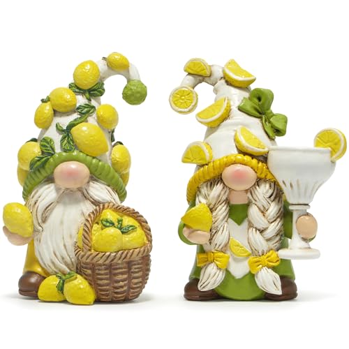 Hodao 2PCS Summer Lemon Gnomes, Lemon Decor for Kitchen, Home and Shelf - color: Yellow-1