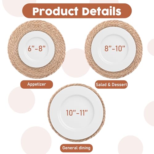 Round Woven Placemats Set of 20, 12" Brown Round Rattan Placemats Natural Water Hyacinth Place mats Farmhouse Boho Braided Placemat for Dining Table, Home, Wedding, Heat Resistant/Anti-Slip