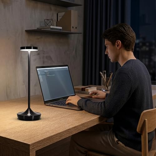 2 Pack Cordless Table Lamps, Rechargeable 6000mAh, 72H Runtime, Waterproof - color: 2 Black