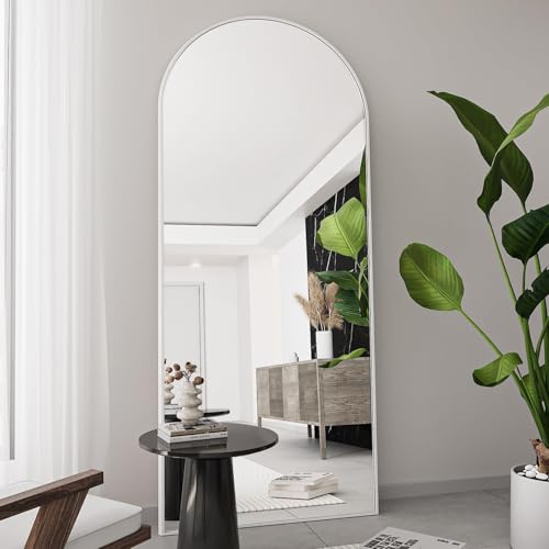 70"x26" Full Length Mirror, Large Arched Floor Mirror, White - color: White, size: 70"L x 26"W