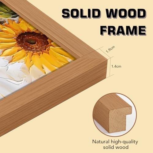 RUMSICH 3D Rustic Textured Sunflower Canvas Wall Art 12x16 Inch Framed - color: 3DSunflower, size: 16"L x 12"W