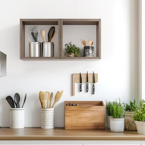 Kaboon Cube Floating Shelves Set2, Display Shelves Wall Mount 7.75" D x 12.5" W x 12.5" H, (Eucalyptus, Square 2 Cubes) - color: Eucalyptus, size: Square-Set2