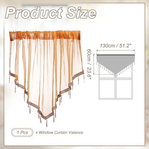 uxcell Window Valance, 51x24 Beaded Sheer Valance Curtains Yellow - color: Yellow