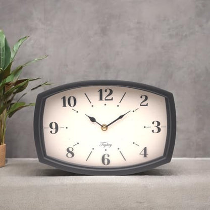 Small Wall Clock Silent Retro Rectangular Clock Black Rectangle - color: Black