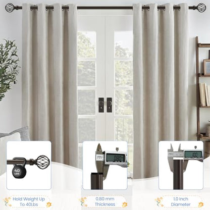 Bronze Curtain Rod 28 to 48 Inch, Heavy Duty Drapery Pole Iron Cage - color: Bronze, size: 18-64"