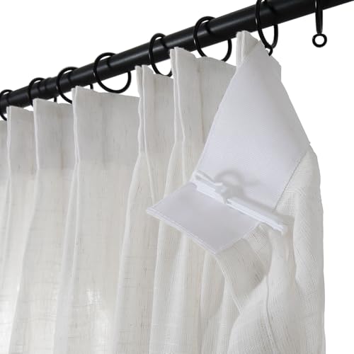 TWOPAGES Natural Pinch Pleated Sheer Curtains, 40" W x 120" L, 2 Panels - color: Natural, size: 40"W x 120"L (Pack of 2)