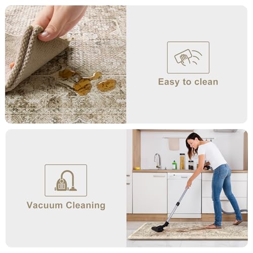 KIMODE Anti Fatigue Kitchen Mats 17"x59"+17"x29",Boho Kitchen Rugs Set of 2 - color: Khaki/Multi, size: 59"L x 17.3"W x 0.47"Th + 29"L x 17.3"W x 0.47"Th