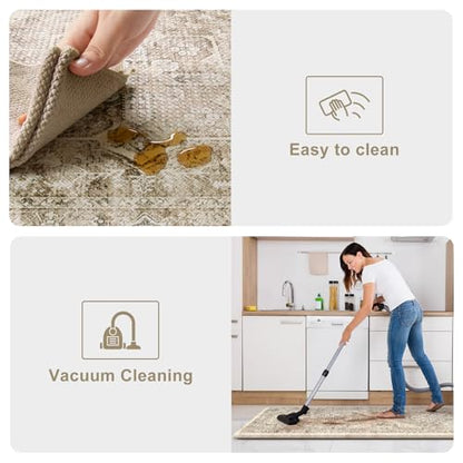 KIMODE Anti Fatigue Kitchen Mats 17"x59"+17"x29",Boho Kitchen Rugs Set of 2 - color: Khaki/Multi, size: 59"L x 17.3"W x 0.47"Th + 29"L x 17.3"W x 0.47"Th