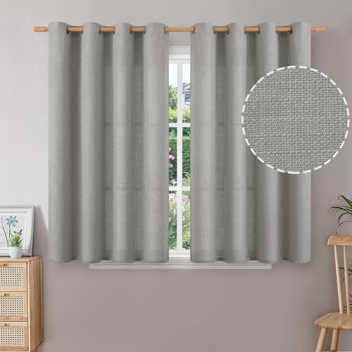 BGment Short Grey Curtains for Bedroom, 54 Inches Long 2 Panels - color: Grey, size: 52"W x 54"L (Pack of 2)