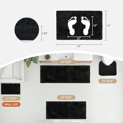Disolla Black Bathroom Rugs 17x24, Non-Slip Plush Small Bath Mat - color: Black, size: 1'5" x 2' (17''x24'' Mini Bathroom Rug)