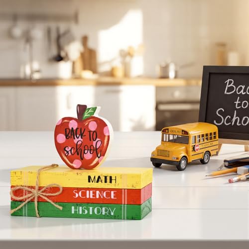 Smile Back to School Wooden Table Decor School Bus, Welcome, Back to School Desktop Signs - Classroom & Home Office Tabletop Decorations Gift for Students, Teachers - style: Bus