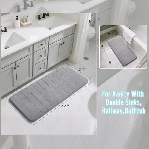 Yimobra 44"x24" Long Bath Mat, Super Soft Memory Foam Bathroom Rug - color: Grey, size: 44" X 24"