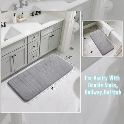 Yimobra 44"x24" Long Bath Mat, Super Soft Memory Foam Bathroom Rug - color: Grey, size: 44" X 24"