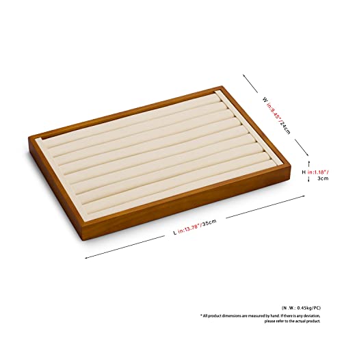 Oirlv 8 Line Wood Ring Storage Tray Jewelry Drawer Organizer Showcase Ring Earrings Display Holder(Creamy-white) - color: Creamy-white ring tray