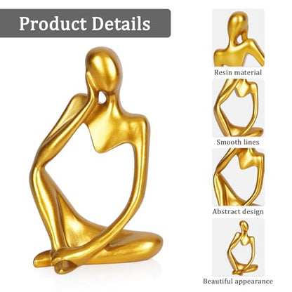 Sandstone Resin Thinker Statue Style Abstract Sculpture, Gold, Left - color: Small Gold, size: Left 1pc