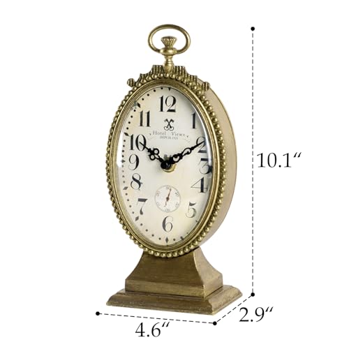 NIKKY HOME Vintage Gold Small Table Clock, French Country Desk Clock