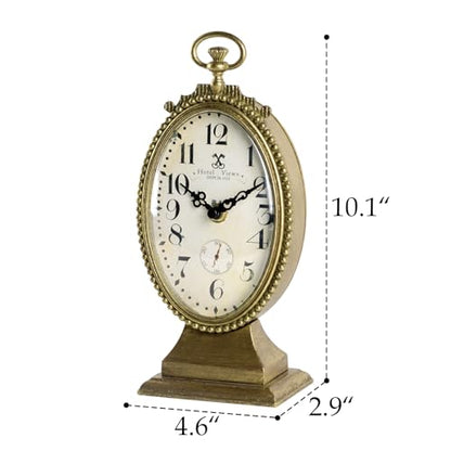 NIKKY HOME Vintage Gold Small Table Clock, French Country Desk Clock