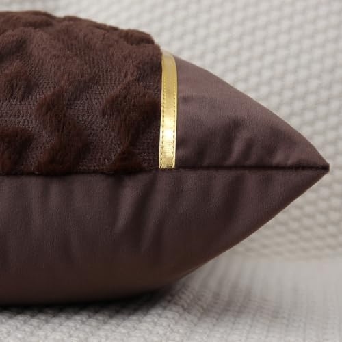 Luxury Patchwork Tufted Throw Pillow Cover 18x18 Inch Set of 2 - color: Dark Brown, size: 18" x 18" (Pack of 2)