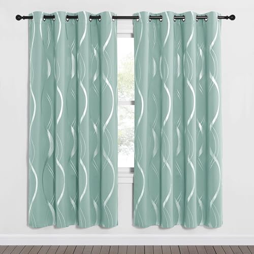 NICETOWN Aqua Blue Stripe Curtain Panels 63 inch Long for Dining Room - color: 1 - Aqua Blue, size: 52"W x 63"L (Pack of 2)