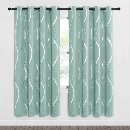 NICETOWN Aqua Blue Stripe Curtain Panels 63 inch Long for Dining Room - color: 1 - Aqua Blue, size: 52"W x 63"L (Pack of 2)
