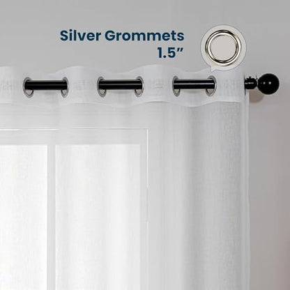 SLEEP ZONE Sheer Curtains for Living Room and Bedroom, Embroidered Sheer Curtains White Sheer Curtain 42 × 63 inch Length of 2 Panels, White Twig - color: White Twig, size: 42"W×63"L
