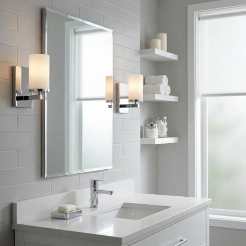 Kichler Crosby 9.25" 1-Light Wall Sconce Light, Chrome - color: Chrome, size: 1 Light, style: Satin Etched Cased Opal Glass