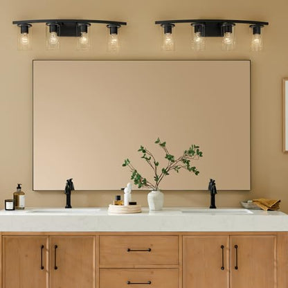 Kichler Crosby 4-Light Bathroom Vanity Light, Black - color: Black, size: 4 Light, style: Clear Glass